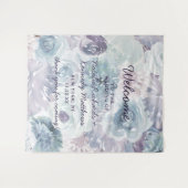 Tenture Annabelle Vintage Bleu Floral Mariage Bienvenue (Devant (Horizontal))