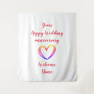 Tenture année de coeur coloré heureux mariage anniversaire