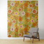 Tenture Années 1960, 1970 Vert & Orange Retro Floral (En situation)