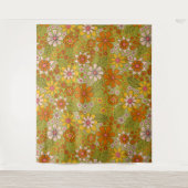 Tenture Années 1960, 1970 Vert & Orange Retro Floral (Devant)