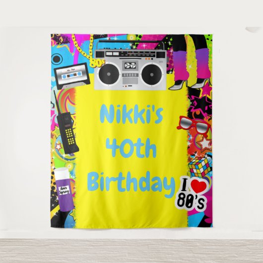 Tenture Années 80 1980 Jaune Retro Anniversaire Contexte (Devant)