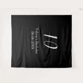 Tenture anniversaire 10 ans blanc noir nom date calligraph (Devant (Horizontal))