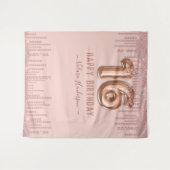 Tenture Anniversaire 16 ans Happy Blush Pink Diamond Drips (Devant (Horizontal))