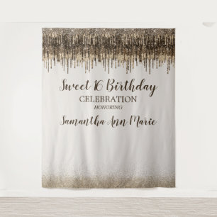 Tenture Anniversaire 16 Ans Sucré Or Marron Glamour Tendan