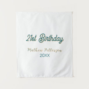 Tenture anniversaire 21 ans bleu orange stylé boho rétro n