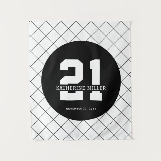 Tenture Anniversaire 21 ans personnalisé Moderne et Élégan (Devant)