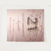 Tenture Anniversaire 21 ans rose gold blush étoiles amis (Devant (Horizontal))