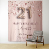 Tenture Anniversaire 21 ans rose gold blush étoiles amis (En situation)