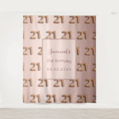 Tenture Anniversaire 21 ans rose gold rose nom (Devant)