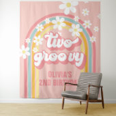 Tenture Anniversaire 2 ans Rainbow Retro Two Groovy (En situation)