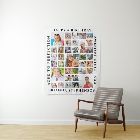 Tenture Anniversaire 33 Photo Collage Party Contexte (En situation)