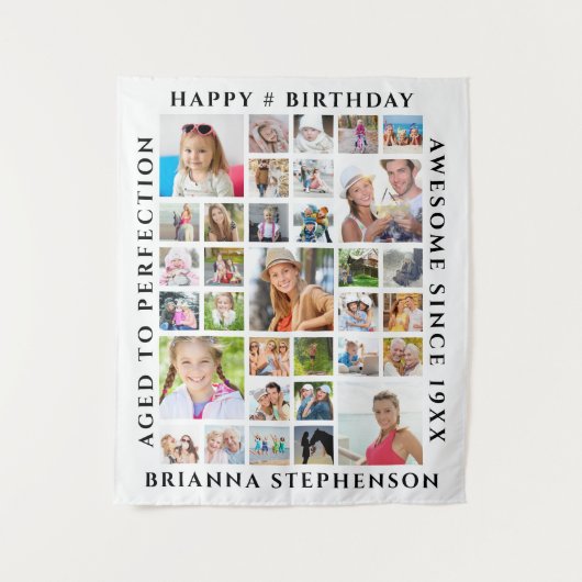 Tenture Anniversaire 33 Photo Collage Party Contexte (Devant)