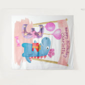 Tenture Anniversaire 3 Ans Dinosaure Personnalisé pour Fil (Devant (Horizontal))