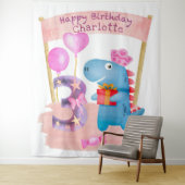 Tenture Anniversaire 3 Ans Dinosaure Personnalisé pour Fil (En situation)