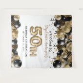 Tenture Anniversaire 50 ans élégant or noir paillettes (Devant (Horizontal))