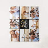 Tenture anniversaire 50 ans moderne collage photo noir et  (Devant)