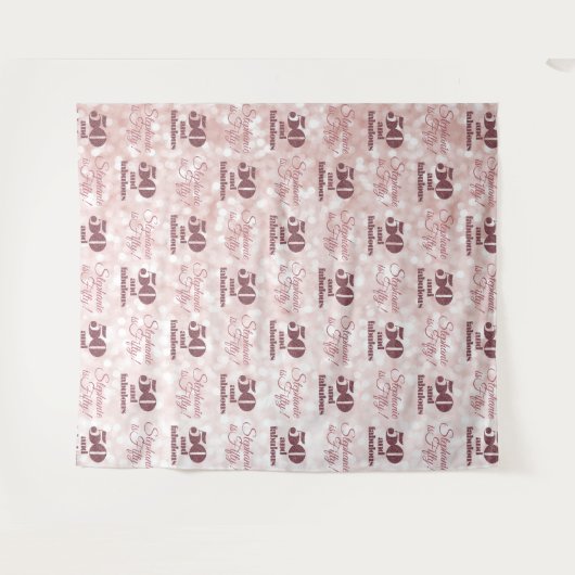 Tenture Anniversaire 50 ans Moderne Élégant Rose Gold (Devant (Horizontal))