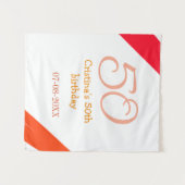 Tenture anniversaire 50 ans orange rouge ajouter nom date (Devant (Horizontal))