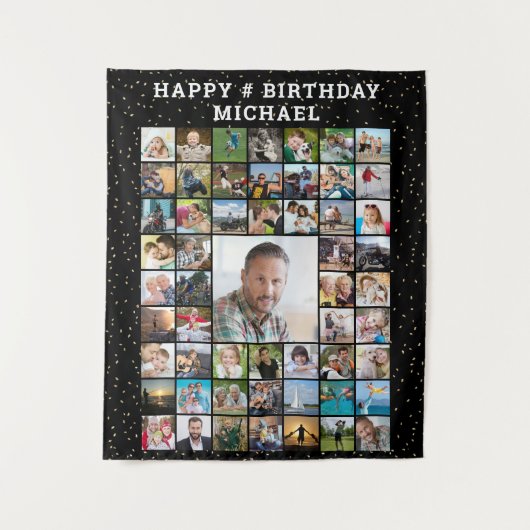Tenture Anniversaire 55 Photo Collage Confetti Couleur per (Devant)