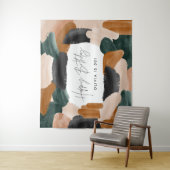 Tenture Anniversaire aquarelle abstrait en terre cuite ver (En situation)