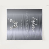 Tenture Anniversaire argent renard hommes gars gris acclam (Devant (Horizontal))