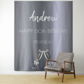 Tenture Anniversaire argent renard hommes gars gris acclam (En situation)