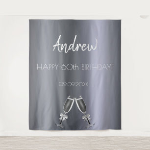 Tenture Anniversaire argent renard hommes gars gris acclam