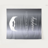 Tenture Anniversaire argent renard hommes gars gris tendan (Devant (Horizontal))