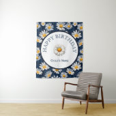 Tenture Anniversaire aux marguerites sur denim bleu (En situation)