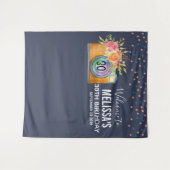 Tenture Anniversaire Bohème Orange Appareil Photo & Fleurs (Devant (Horizontal))