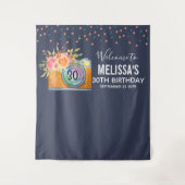 Tenture Anniversaire Bohème Orange Appareil Photo & Fleurs (Devant)