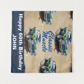 Tenture Anniversaire Classic Muscle arrière-plan de voitur (Devant (Horizontal))