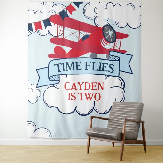 Tenture Anniversaire d'avion Temps qui passe (En situation)