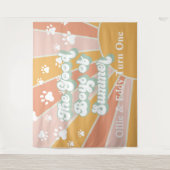 Tenture Anniversaire de chien à empreinte de patte rétro s (Devant)