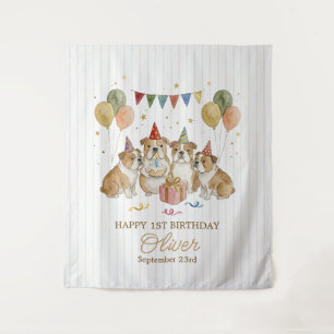 Tenture Anniversaire de chiots bouledogues américains marr