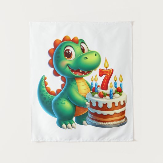 Tenture Anniversaire de Dino 7 ans (Devant)