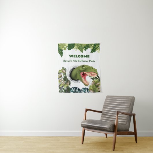 Tenture Anniversaire de dinosaure 3D (En situation)