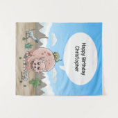 Tenture anniversaire de dinosaure fantastique (Devant (Horizontal))