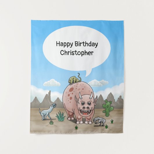 Tenture anniversaire de dinosaure fantastique (Devant)