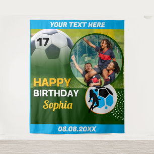 Tenture Anniversaire de football rose, joueuse de football