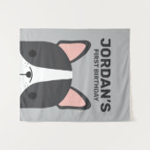 Tenture Anniversaire de French Bulldog Mignon (Devant (Horizontal))