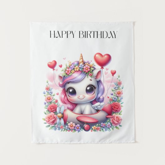 Tenture Anniversaire de Licorne Pilote (Devant)