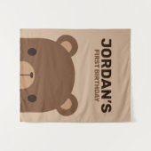 Tenture Anniversaire de l'ours brun mignon (Devant (Horizontal))