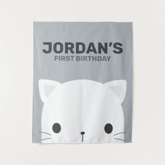 Tenture Anniversaire de Petit Chat Mignon (Devant)