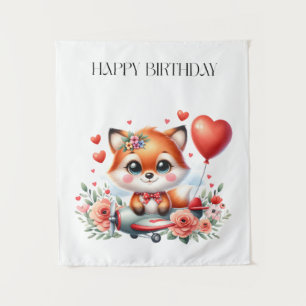 Tenture Anniversaire de pilote de renard mignon