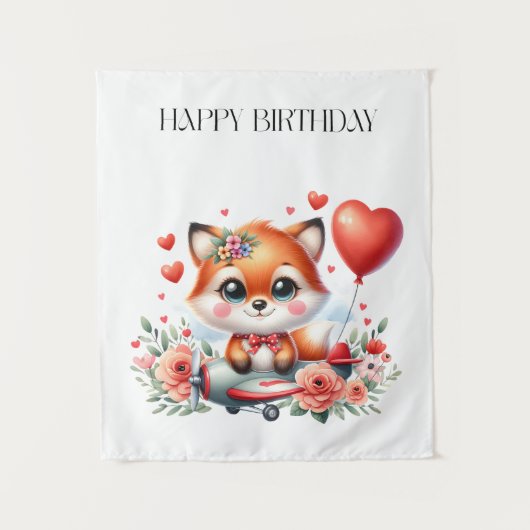 Tenture Anniversaire de pilote de renard mignon (Devant)