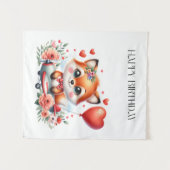 Tenture Anniversaire de pilote de renard mignon (Devant (Horizontal))