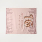 Tenture Anniversaire des 16 ans Happy Blush Rose Diamant D (Devant (Horizontal))