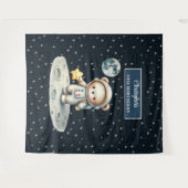 Tenture Anniversaire du garçon Cute Teddy Bear Astronaut W (Devant (Horizontal))