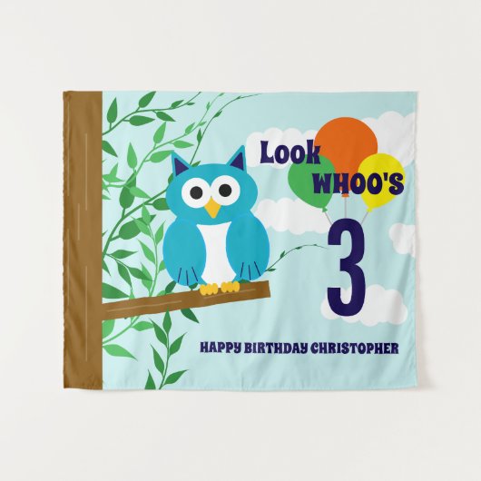Tenture Anniversaire du hibou (Devant (Horizontal))